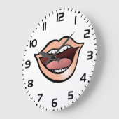 Open Mouth Lips Teeth Tongue Große Wanduhr (Winkel)