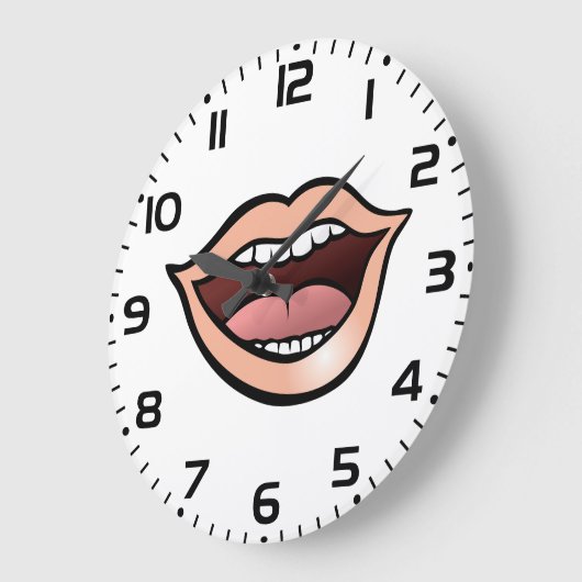 Open Mouth Lips Teeth Tongue Große Wanduhr (Winkel)