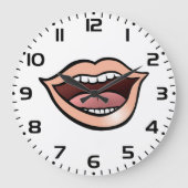 Open Mouth Lips Teeth Tongue Große Wanduhr (Vorderseite)