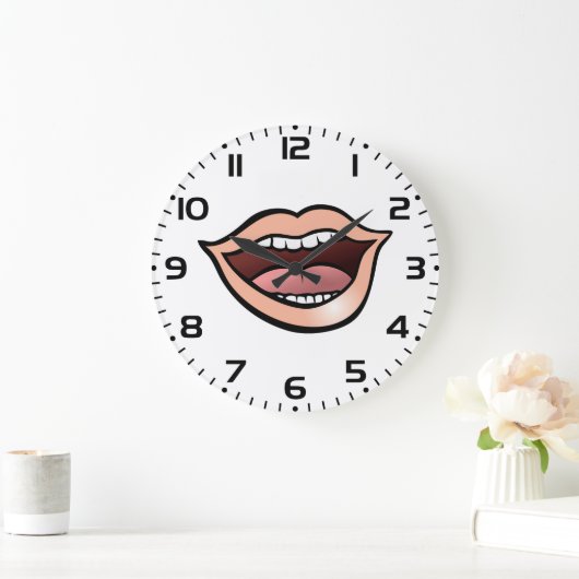 Open Mouth Lips Teeth Tongue Große Wanduhr (Zuhause)