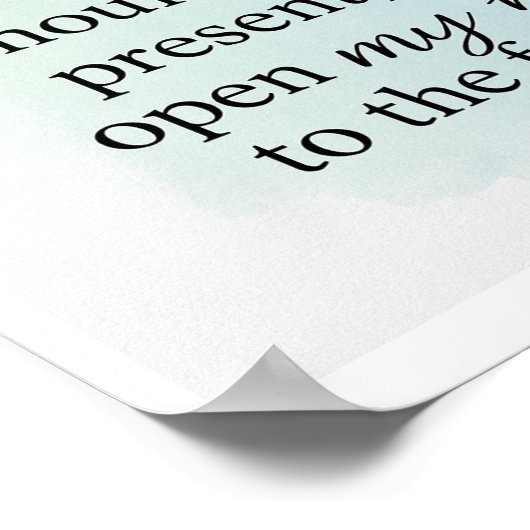 Open My Heart to the Future -Soft Blue Minimalist Poster (Ecke)