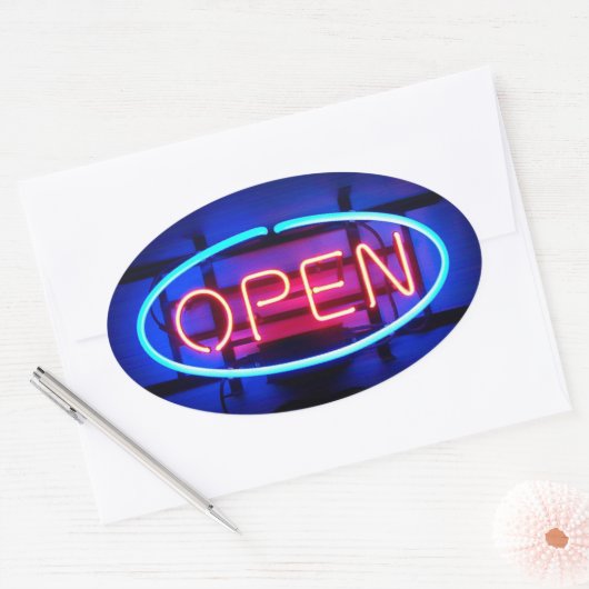 Open Neon Sign Sticker (Umschlag)
