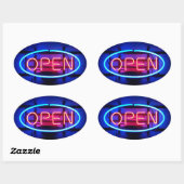 Open Neon Sign Sticker (Blatt)