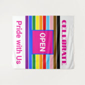 Open Pride Ally Rainbow Progress LGBT LGBTQ Wandteppich (Vorderseite (Horizontal))