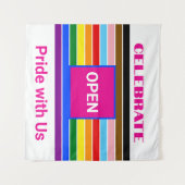 Open Pride Ally Rainbow Progress LGBT LGBTQ Wandteppich (Vorderseite (Horizontal))