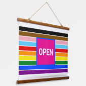 Open Pride Ally Rainbow Progress LGBT LGBTQ Wandteppich Mit Holzrahmen (Gewinkelt)