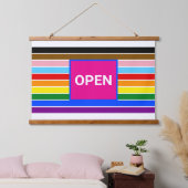 Open Pride Ally Rainbow Progress LGBT LGBTQ Wandteppich Mit Holzrahmen (Schlafzimmer)