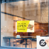 Open Restaurant Custom Window Clubing Fensteraufkleber (Café-Fenster)