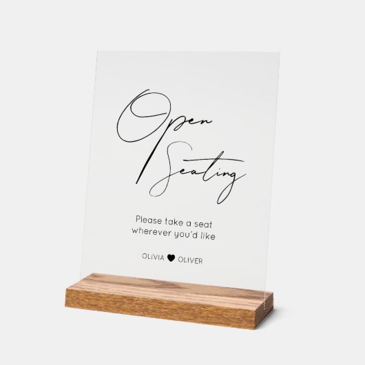 Open seating sign, find your seat pedestal acrylschild (Winkel)