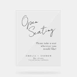 Open Seating Wedding Elegant Minimales Skript Acrylschild