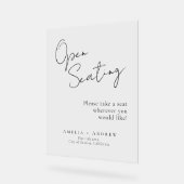 Open Seating Wedding Elegant Minimales Skript Acrylschild (Winkel)