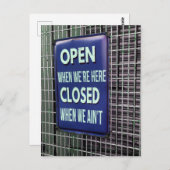 Open Sign Funny, Closed Sign Funny Postkarte (Vorne/Hinten)