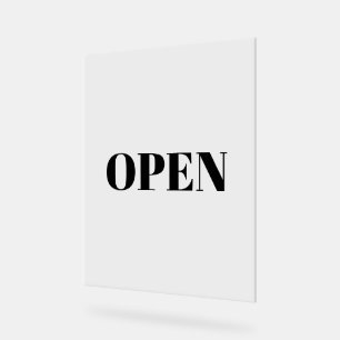 Open Sign Typografie Minimalistisch Black Simple C Acrylschild