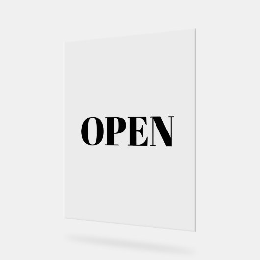 Open Sign Typografie Minimalistisch Black Simple C Acrylschild (Winkel)