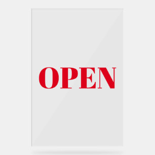 Open Sign Typografie Minimalistisch Red Simple Lar Acrylschild