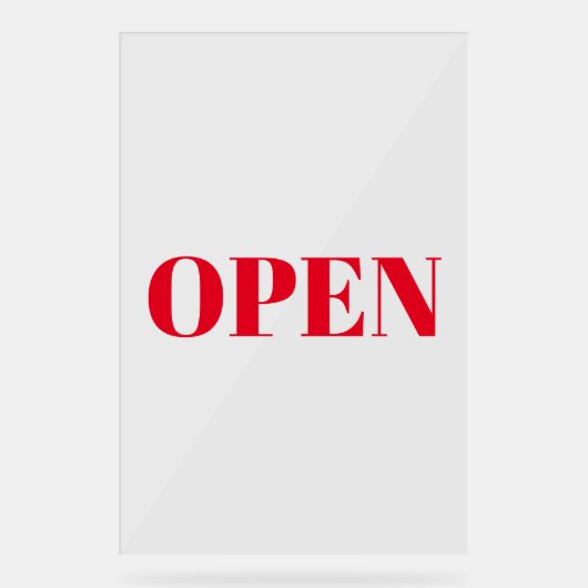 Open Sign Typografie Minimalistisch Red Simple Lar Acrylschild (Vorderseite)
