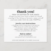 Open Smile Enjoy Juwelenpflege Danke Business Begleitkarte (Rückseite)