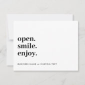 Open Smile Enjoy Juwelenpflege Danke Business Mitteilungskarte (Vorderseite)