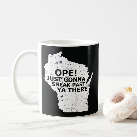 Open Sneak Past Ya Es Wisconsin Staat Karte Zitat Kaffeetasse (Mit Donut)
