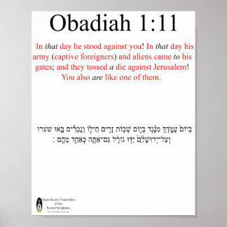 Open Source Translation Obadiah 1:11 Poster