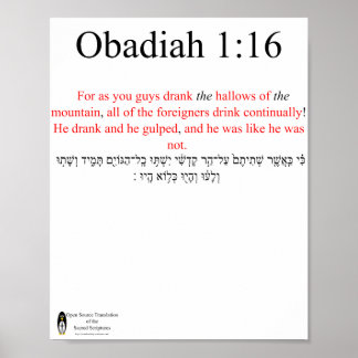 Open Source Translation Obadiah 1:16 Poster