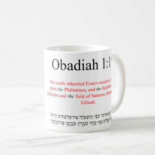 Open Source Translation Obadiah 1:19 Tasse (VorderseiteRechts)