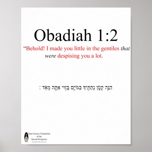 Open Source Translation Obadiah 1:2 Poster (Vorne)