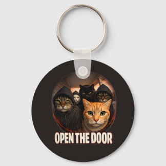 "Open The Door" Funny Cats in Hoodies Keychain Schlüsselanhänger