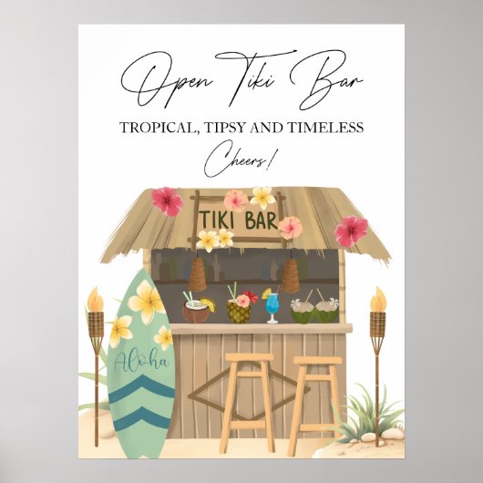 Open Tiki Bar Exotic Luau Brautparty Poster (Vorne)