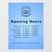 Open Times Business-Logos Öffnungszeiten hellblau Fensteraufkleber (Blatt)