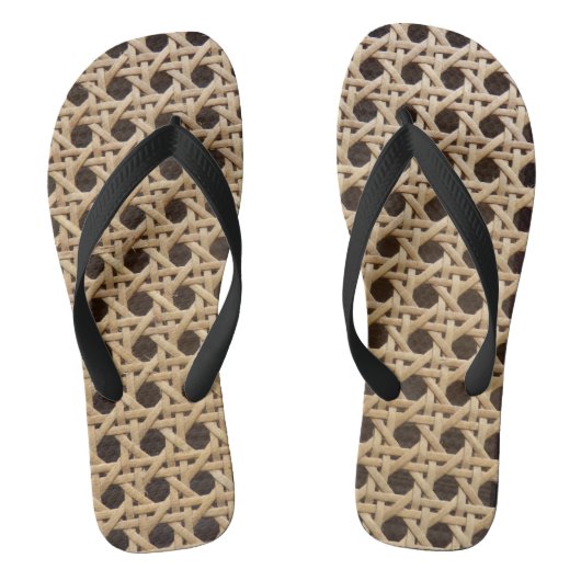 Open Weave Rattan Cane Flip Flops Badesandalen (Fußbett)