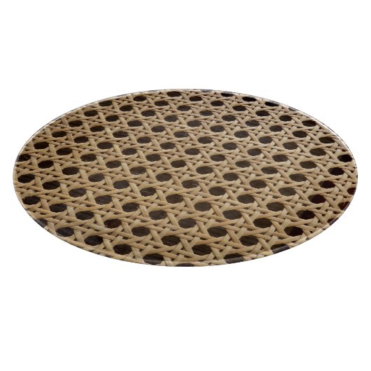 Open Weave Rattan Cane Glass Chopping Board Schneidebrett (Ecke)