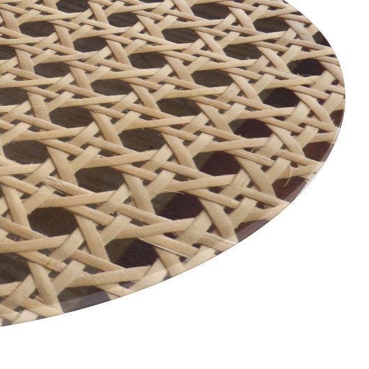 Open Weave Rattan Cane Glass Chopping Board Schneidebrett (Ecke)
