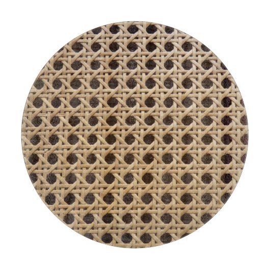 Open Weave Rattan Cane Glass Chopping Board Schneidebrett (Vorderseite)