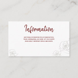 Open White Burgundy Gray Floral Information Begleitkarte