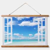 Open Window at the Beach Wandteppich Mit Holzrahmen (Vorne)