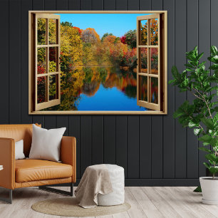 Open Window Autumn Lakeside Poster