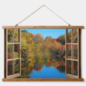 Open Window Autumn Lakeside Wandteppich Mit Holzrahmen (Vorne)