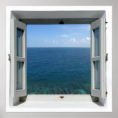Open Window Blue Ocean View Poster (Vorne)