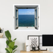 Open Window Blue Ocean View Poster (Heimbüro)