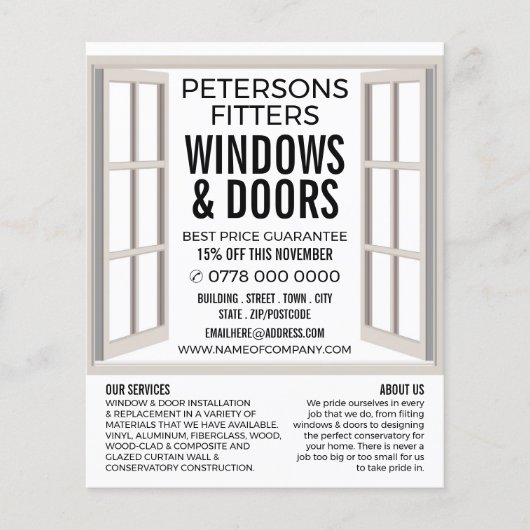 Open Window Design, Window & Door Fitter Company Flyer (Vorne)