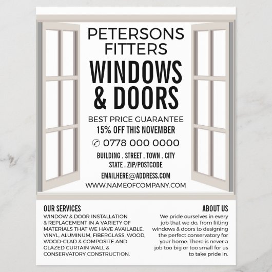 Open Window Design, Window & Door Fitter Company Flyer (Vorne)