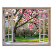Open Window Pink Magnolia Tree Poster (Vorderseite)