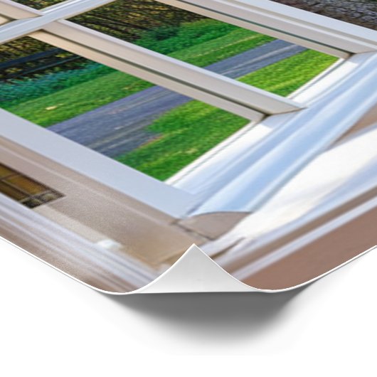 Open Window Pink Magnolia Tree Poster (Ecke)