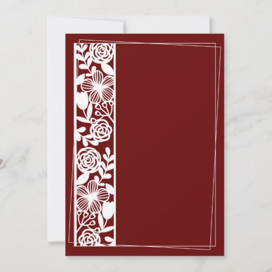 Open-Work Elegant Maroon Hochzeitskarte Einladung (Rückseite)