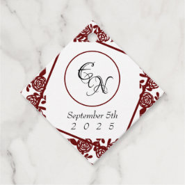 Open-Work Monogram White-Burgund Hochzeit Geschenkanhänger