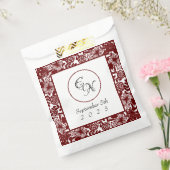 Open-Work Monogram White-Burgund Hochzeit Geschenktütchen (Versiegelt)