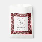 Open-Work Monogram White-Burgund Hochzeit Geschenktütchen (Vorderseite)