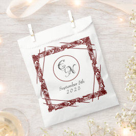 Open-Work Monogram White-Burgund Hochzeit Geschenktütchen