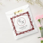 Open-Work Monogram White-Burgund Hochzeit Geschenktütchen (Versiegelt)